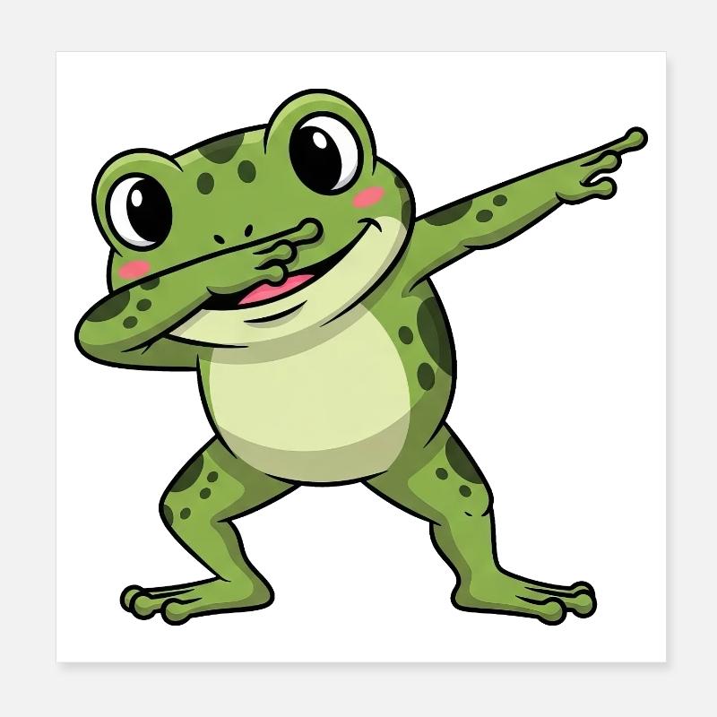 Cute Frog Toad Toad Dabbing Kids Cartoon Poster 8" x 8" (20x20 cm)