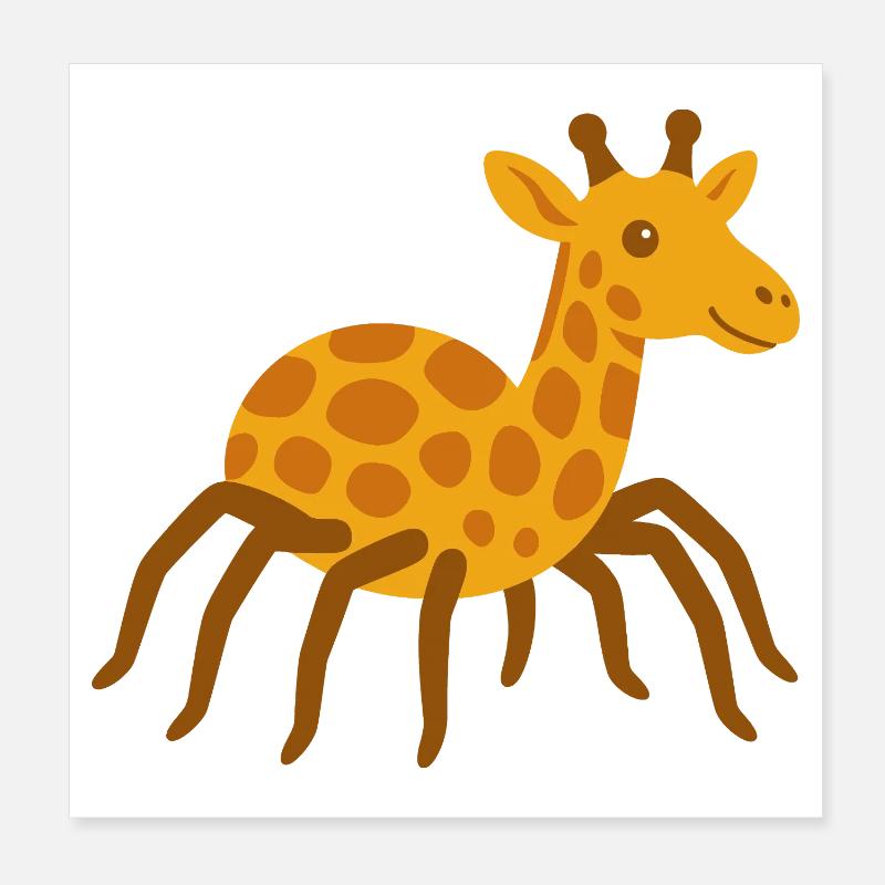 Girafe araignée toute mignonne Poster 20 x 20 cm