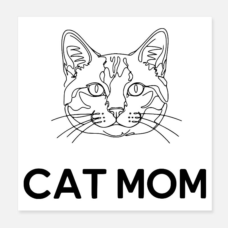 Maman chat – Dessin au trait de chat minimaliste Poster 20 x 20 cm