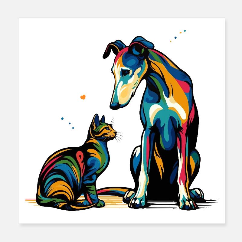 Rencontre colorée des meilleurs amis Poster 20 x 20 cm