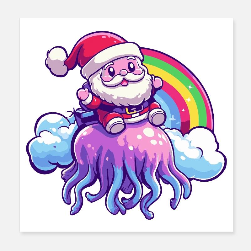 Méduse Père Noël Poster 20 x 20 cm