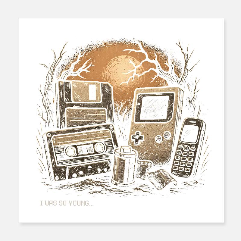 Nostalgie rétro – J’étais si jeune Tee Poster 20 x 20 cm