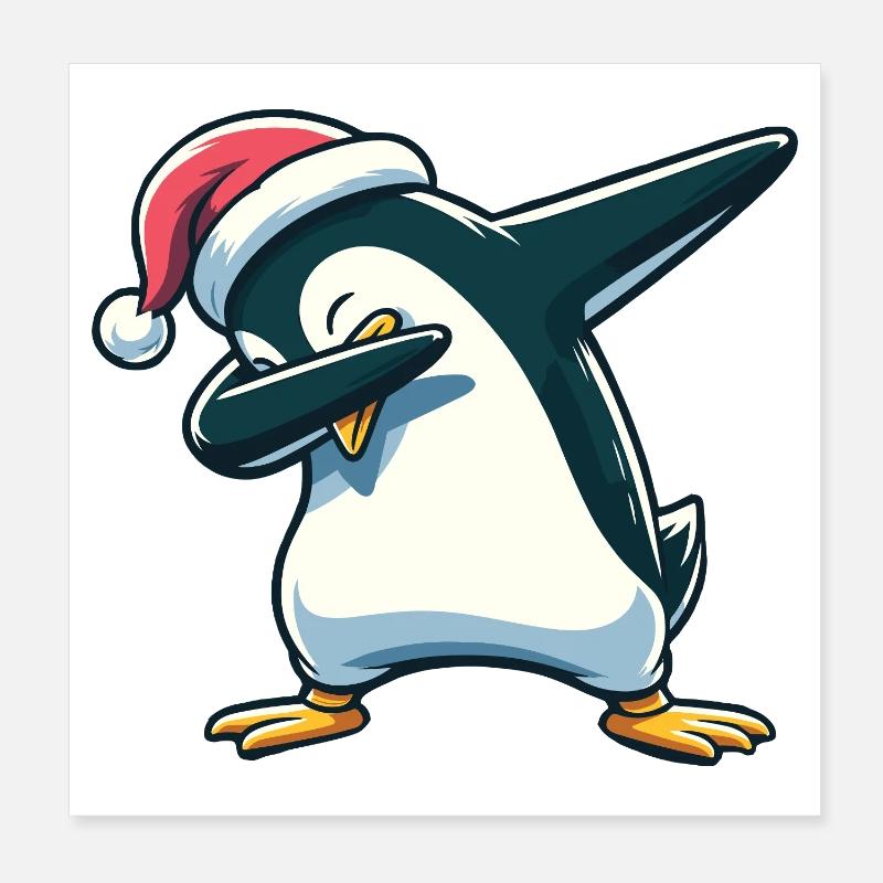 Tapons de Noël Penguin Dab Noël Poster 20 x 20 cm