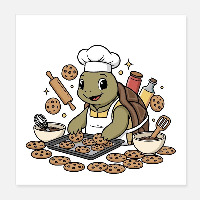 Keksystem Cuisinier Tortue Poster 20 x 20 cm