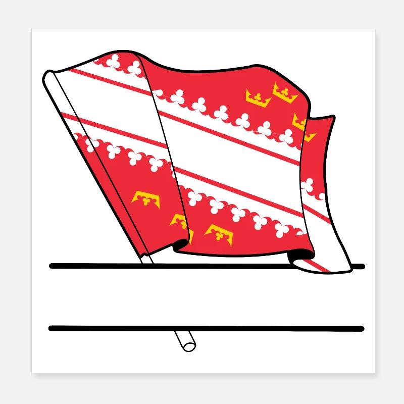 Drapeau d’Alsace avec boîte de texte Poster 20 x 20 cm