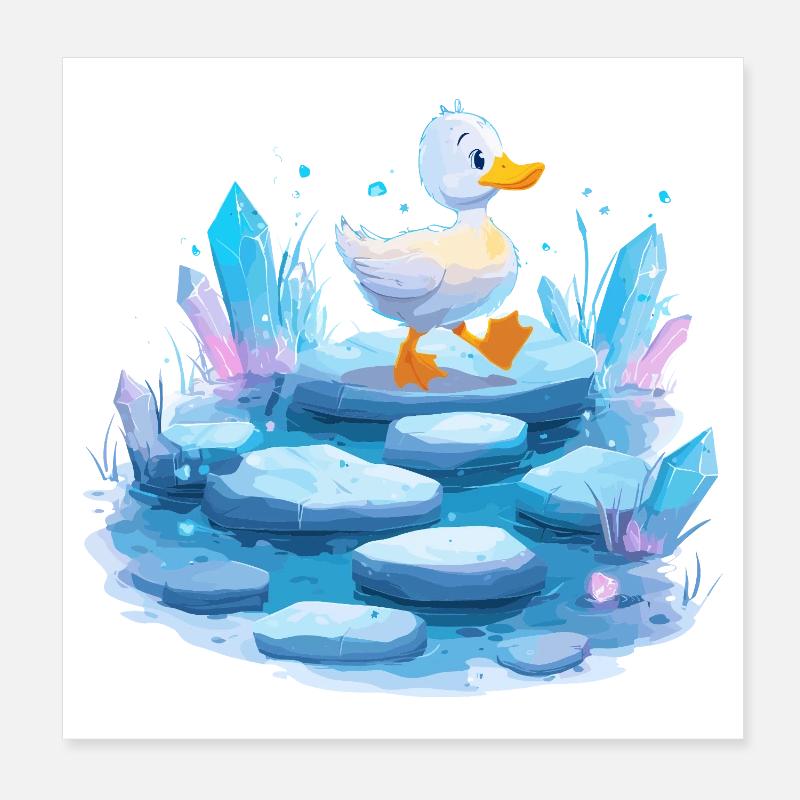 Ente auf Eispfad mit Kristallen Poster 20x20 cm