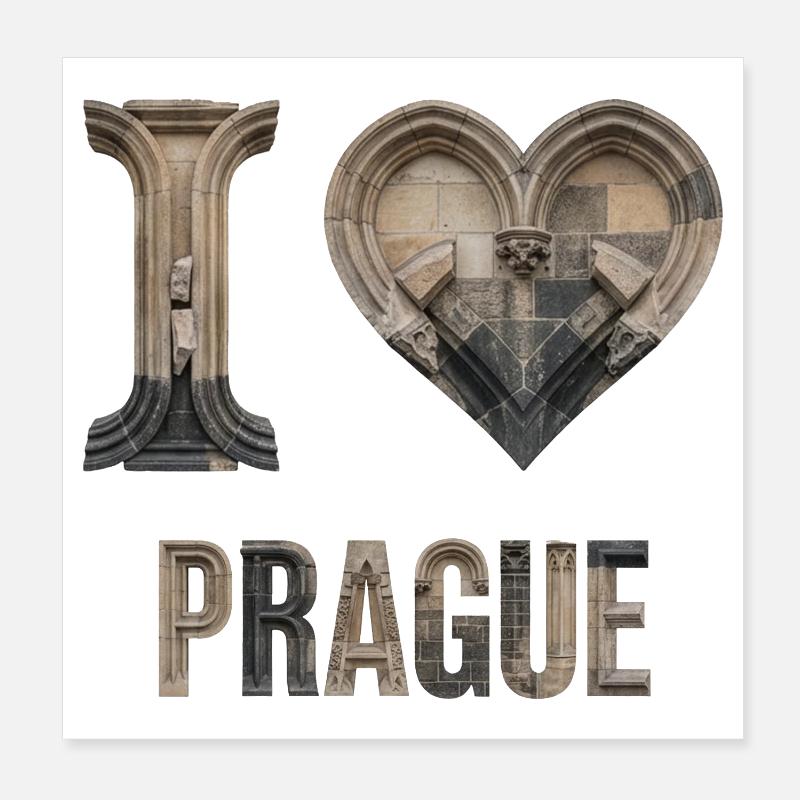 Prague – Arches en pierre et gothiques Poster 20 x 20 cm