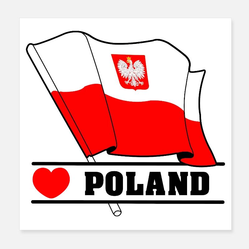 Polnische Flagge mit Herz Poster 20x20 cm