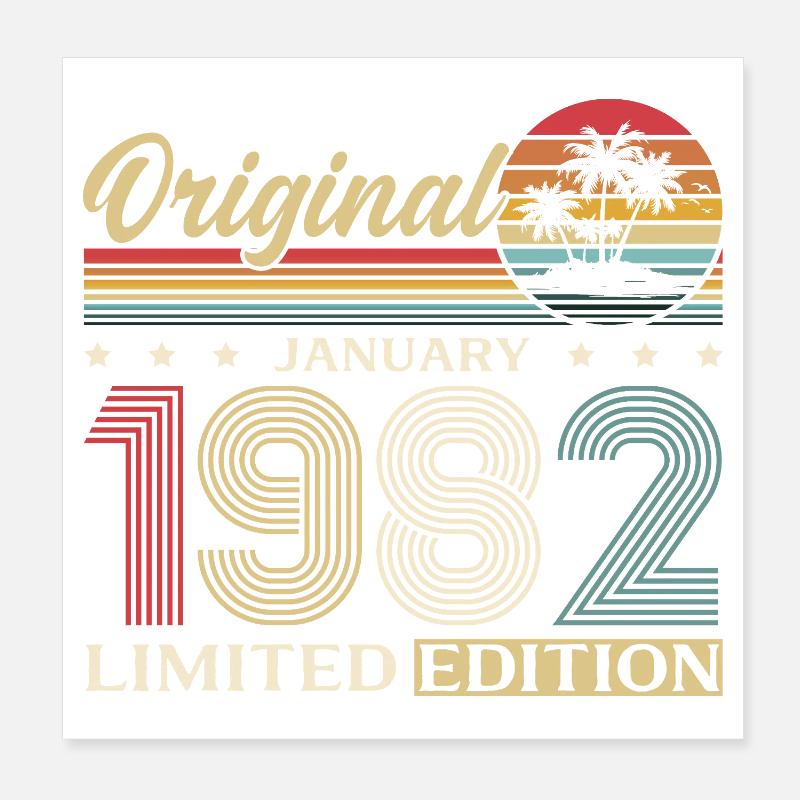 44e anniversaire Original janvier 1982 Poster 20 x 20 cm