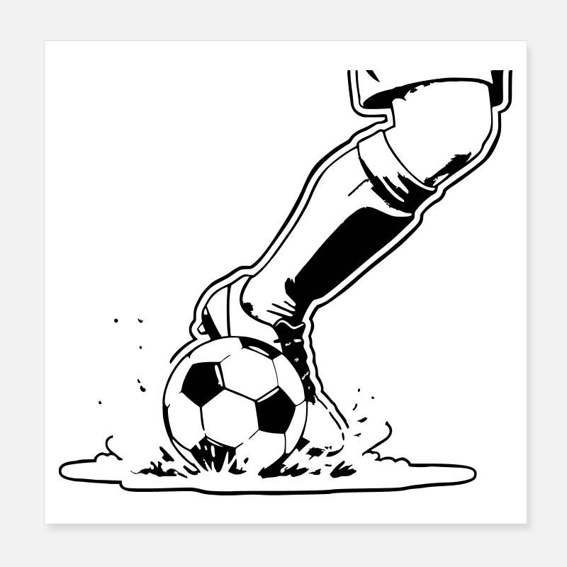 Soccer Shot Closeup Kick Vector Poster 8" x 8" (20x20 cm)