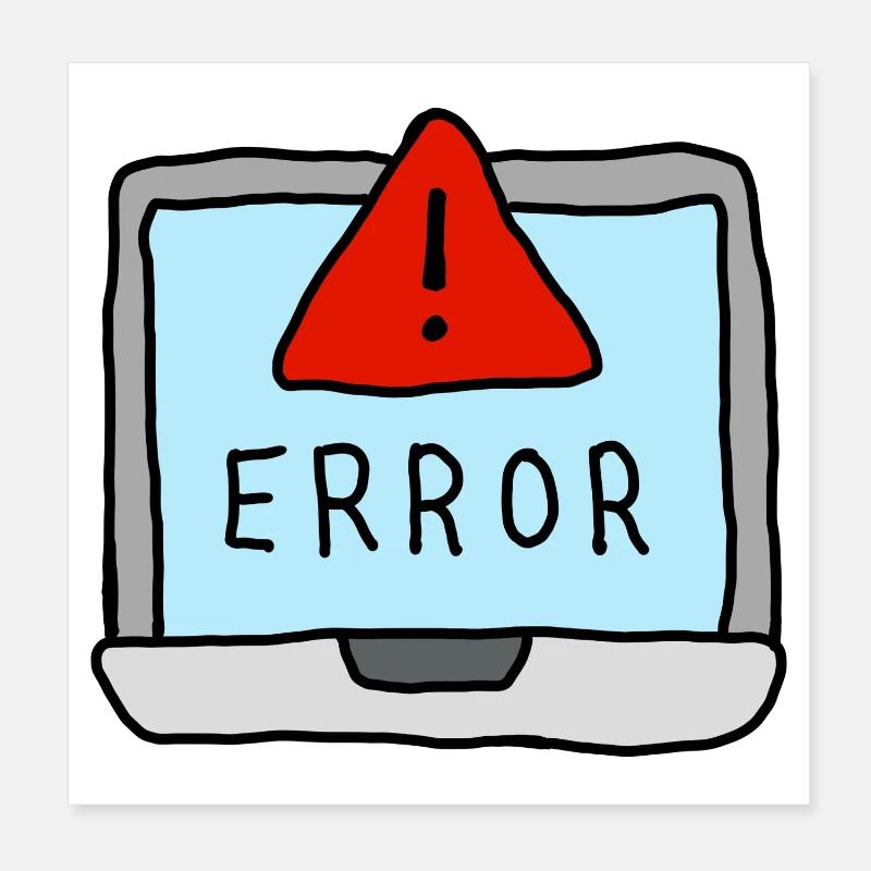 Laptop Error Warning Illustration Poster 8" x 8" (20x20 cm)