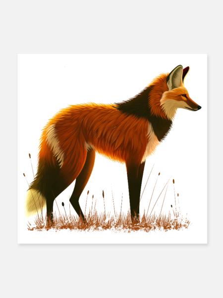 Mähnenwolf - Poster 20x20 cm - Weiß