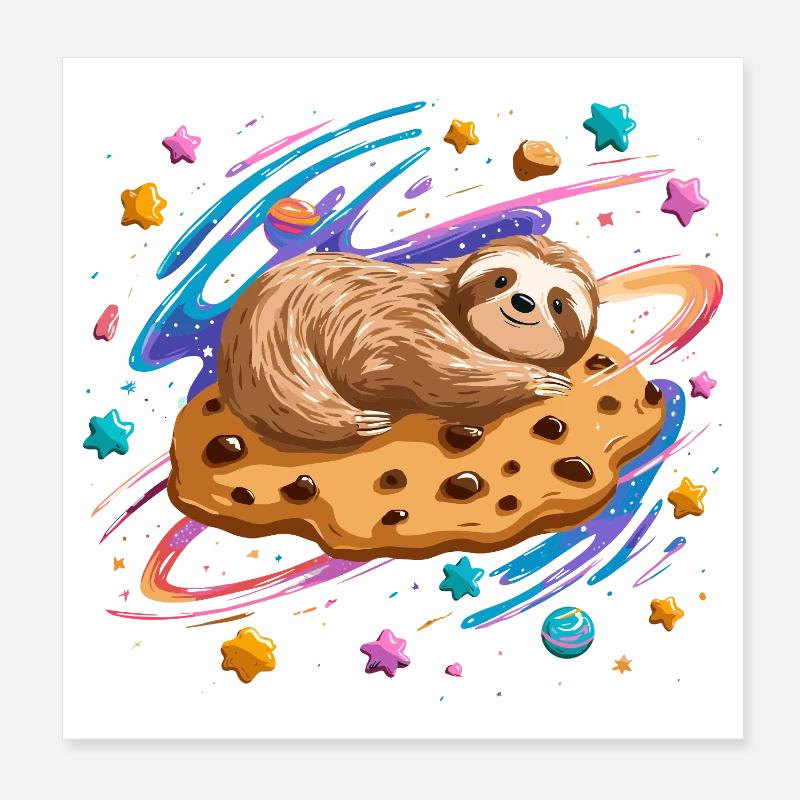 Paresseux de l’espace sur Cookie Poster 20 x 20 cm