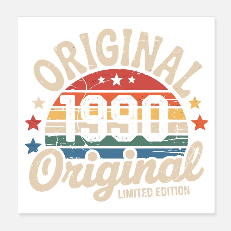 1990 Vintage Limited Edition Geschenk 1990 Poster 20x20 cm