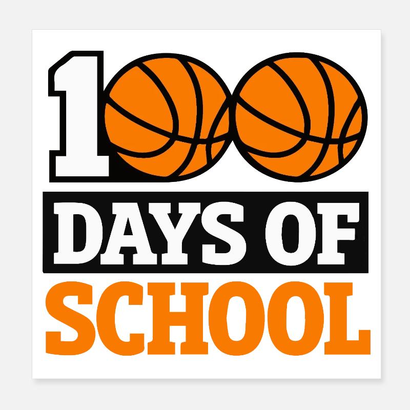 100 jours de conception scolaire du basket-ball Poster 20 x 20 cm