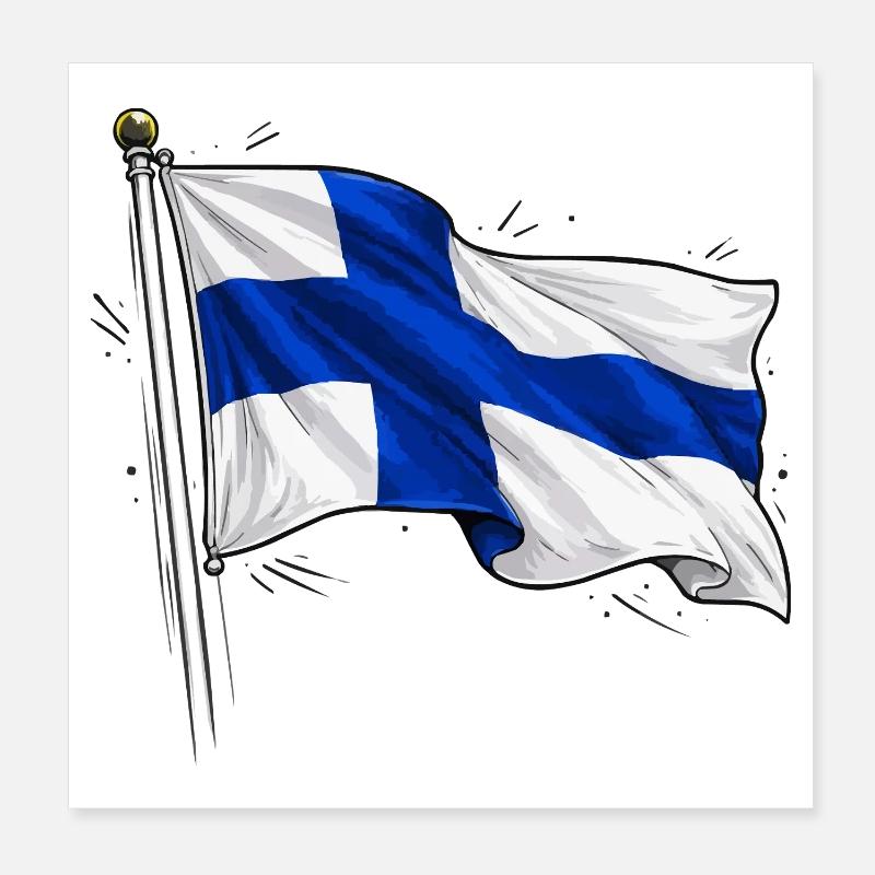 Drapeau de la Finlande Poster 20 x 20 cm