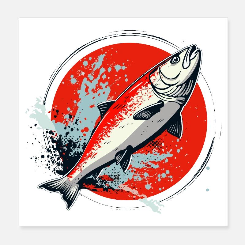 Fish Graphic Poster 8" x 8" (20x20 cm)