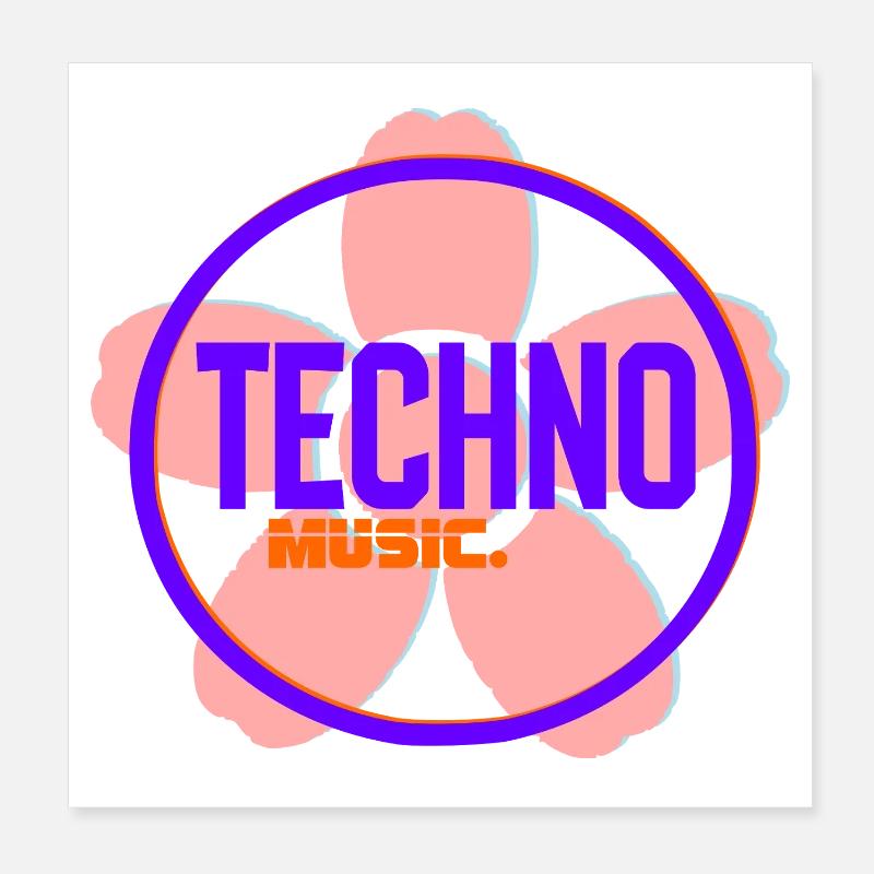 Techno Circle Neon-Logo Poster 20x20 cm