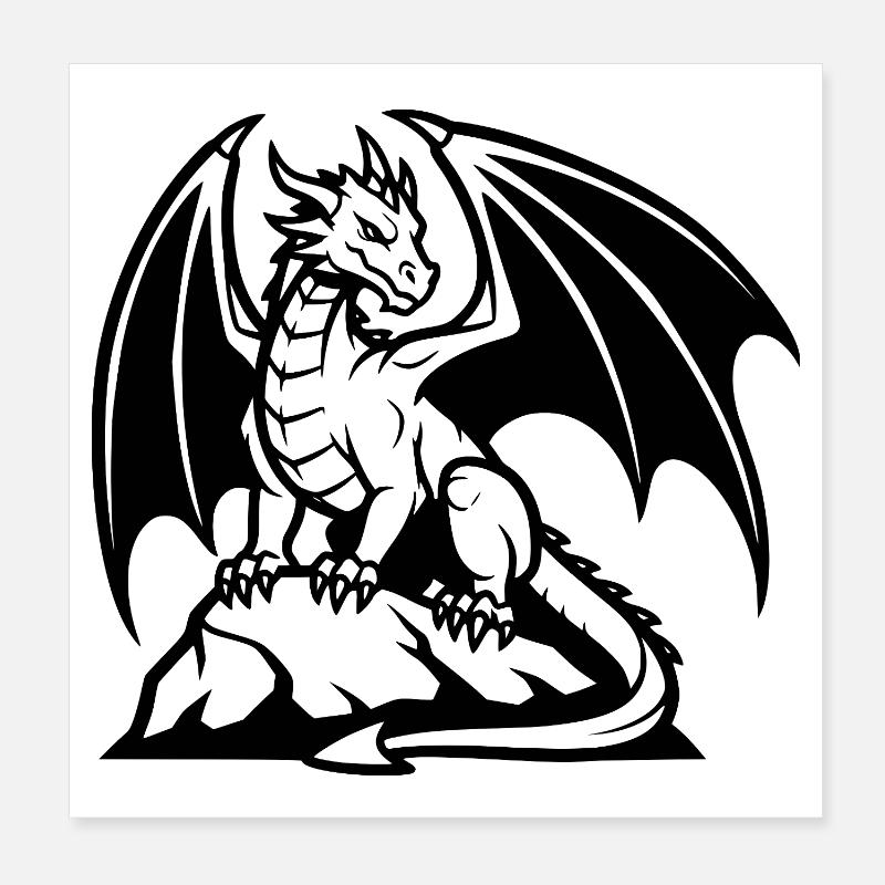 Drache Logo – Fantasy Krafttier Design Poster 20x20 cm