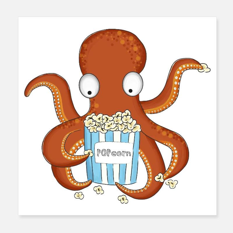Popcorn Krake  Poster 20x20 cm