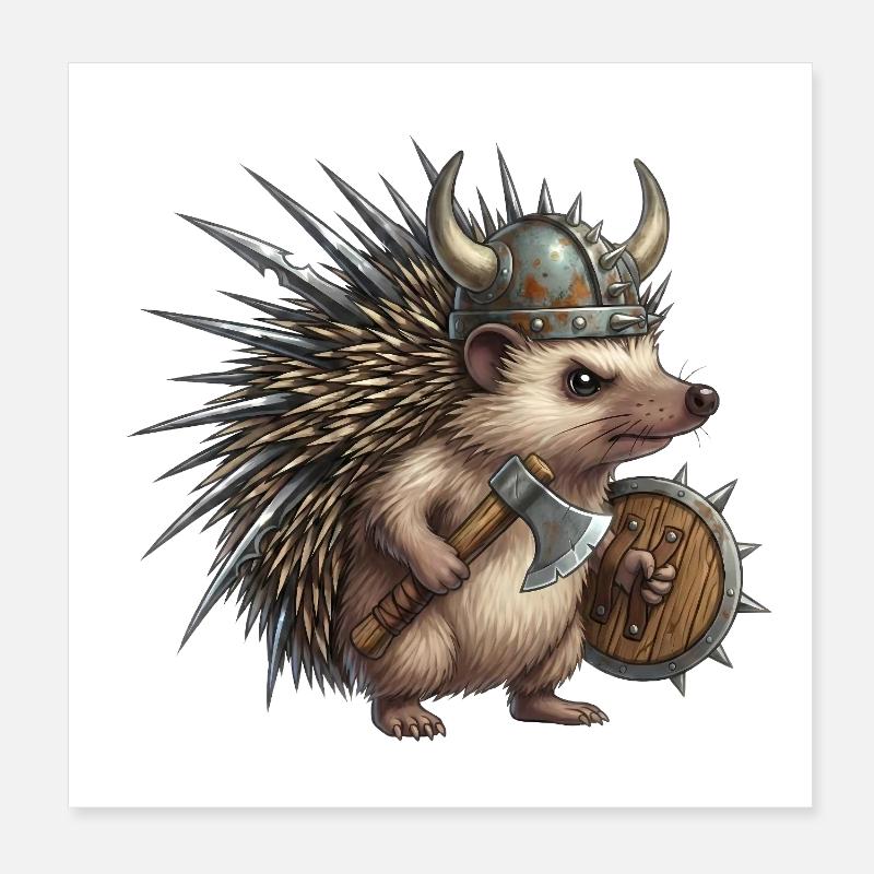 Igel-Wikingerkrieger Poster 20x20 cm