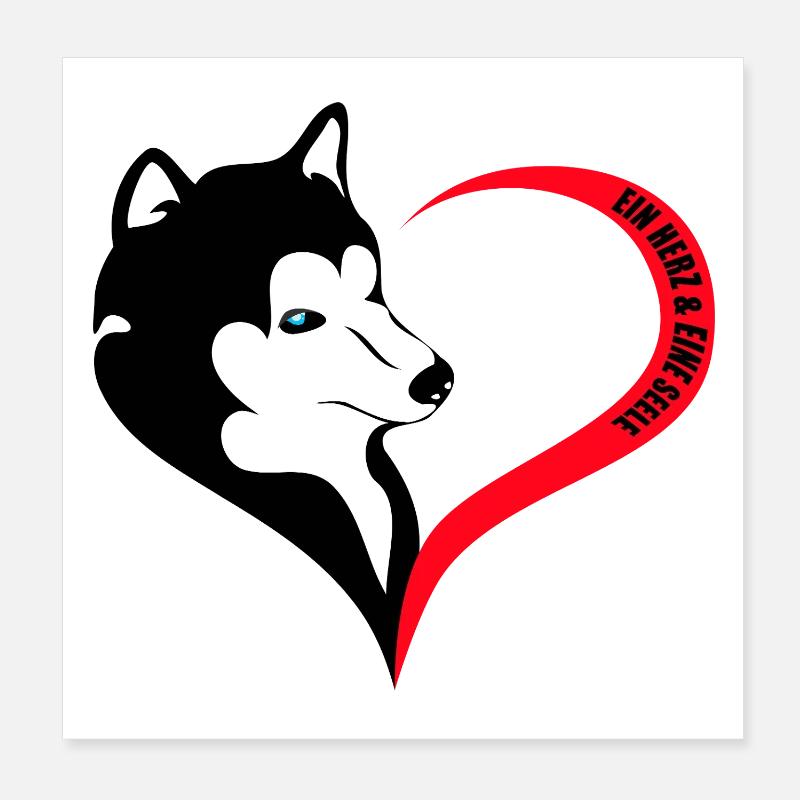 Hunde Silhouette mit Herz und Seele Poster 20x20 cm