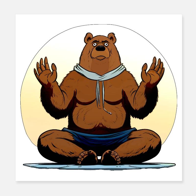 Bären Yoga - Poster 20x20 cm - Weiß