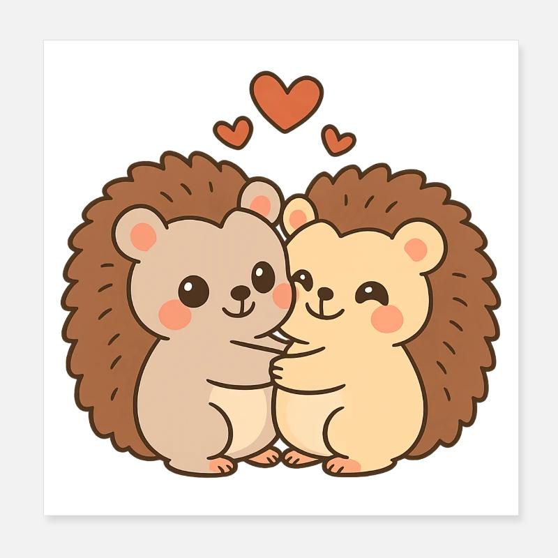 Valentinstag Herz Igel Paar Poster 20x20 cm