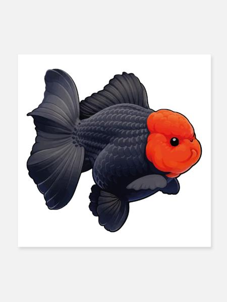 Grade Black Oranda with Red Head HQ Goldfish - Poster 20x20 cm - Weiß - Vorne