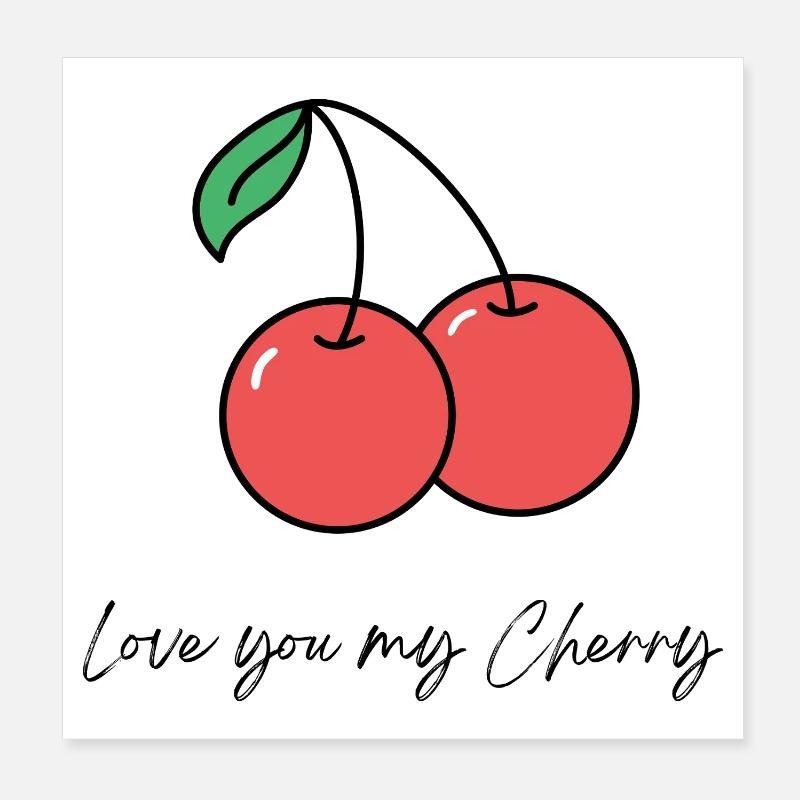 Double cerise avec déclaration d’amour Poster 20 x 20 cm