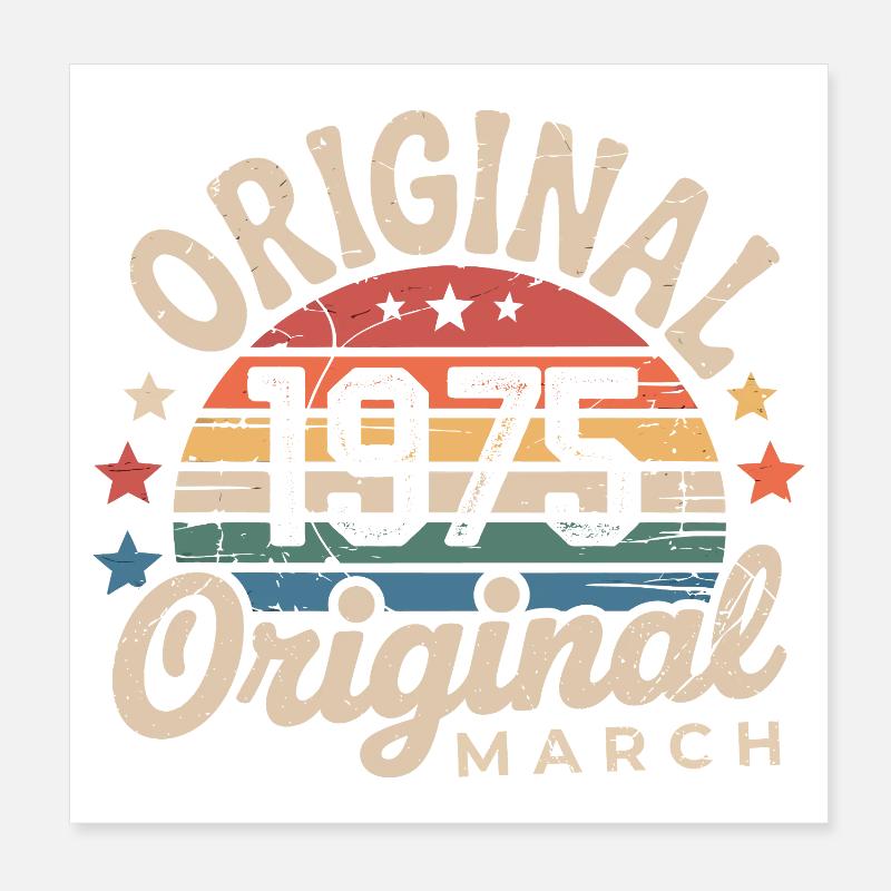 Anniversaire Mars 1975 Édition Limitée Retro March Poster 20 x 20 cm