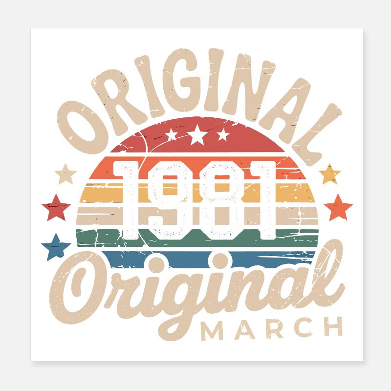 Anniversaire Mars 1981 Édition Limitée Retro March Poster 20 x 20 cm