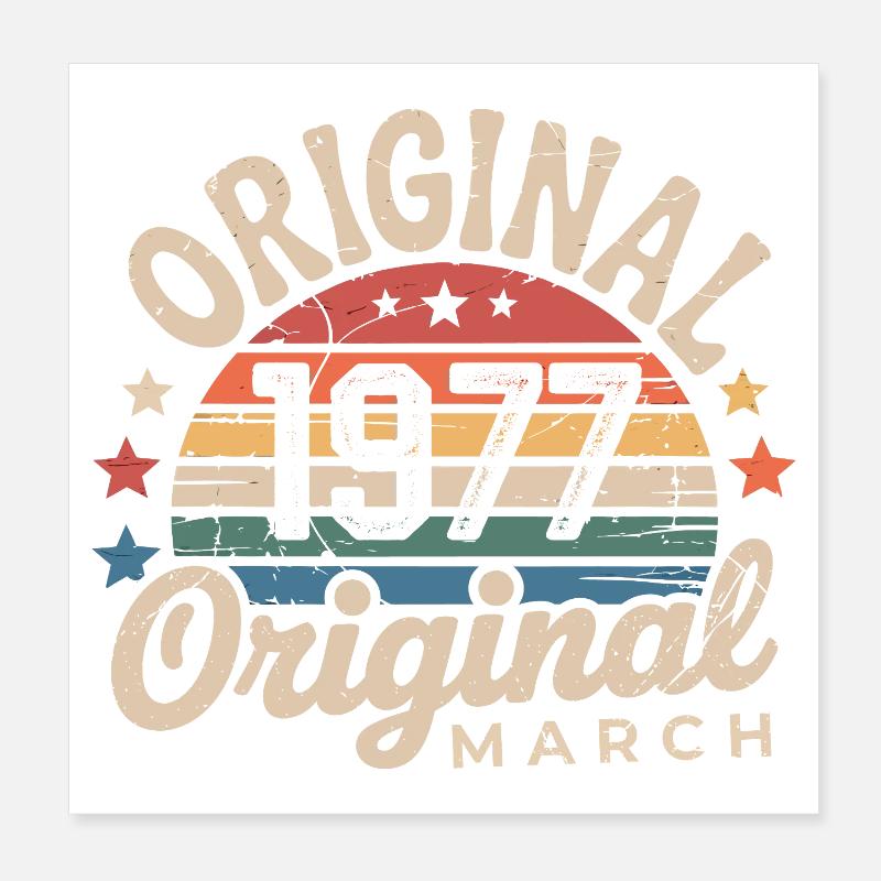 Anniversaire Mars 1977 Édition Limitée Retro March Poster 20 x 20 cm