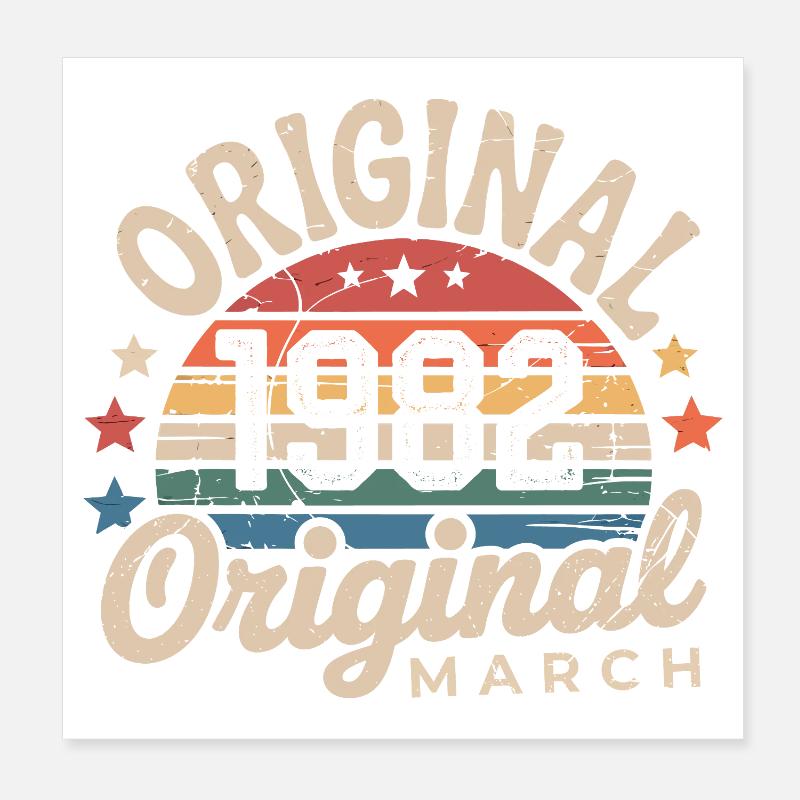 Birthday March 1982 Limited Edition Retro March Poster 8" x 8" (20x20 cm)