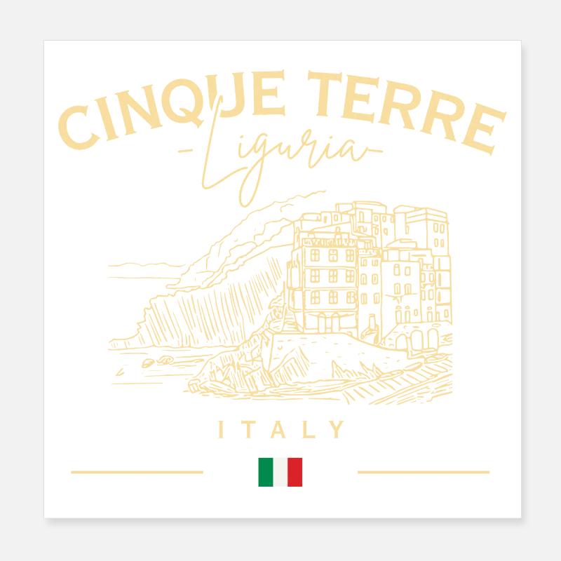 Sketch côtier des Cinque Terre Poster 20 x 20 cm