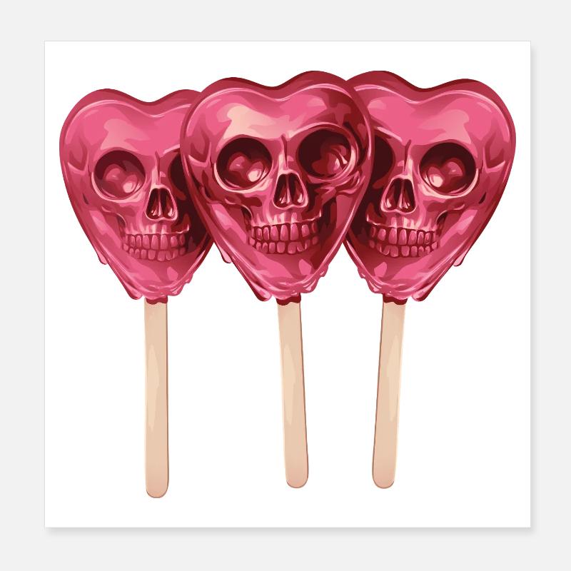 Pink Schädel Lollis Poster 20x20 cm