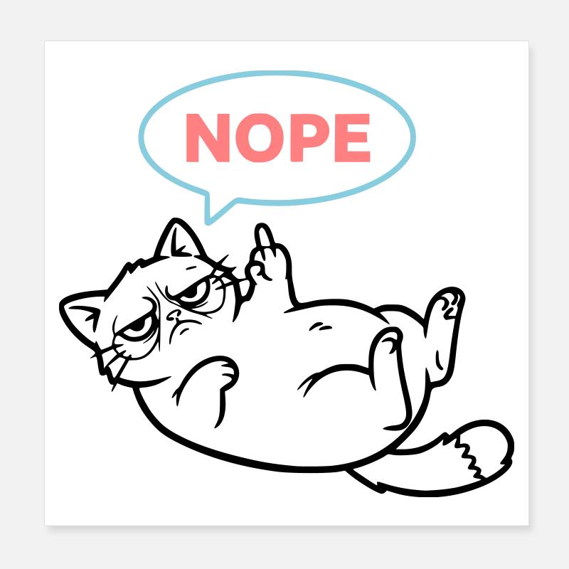 Chat Nope Bulle de Dialogue Colorée Poster 20 x 20 cm