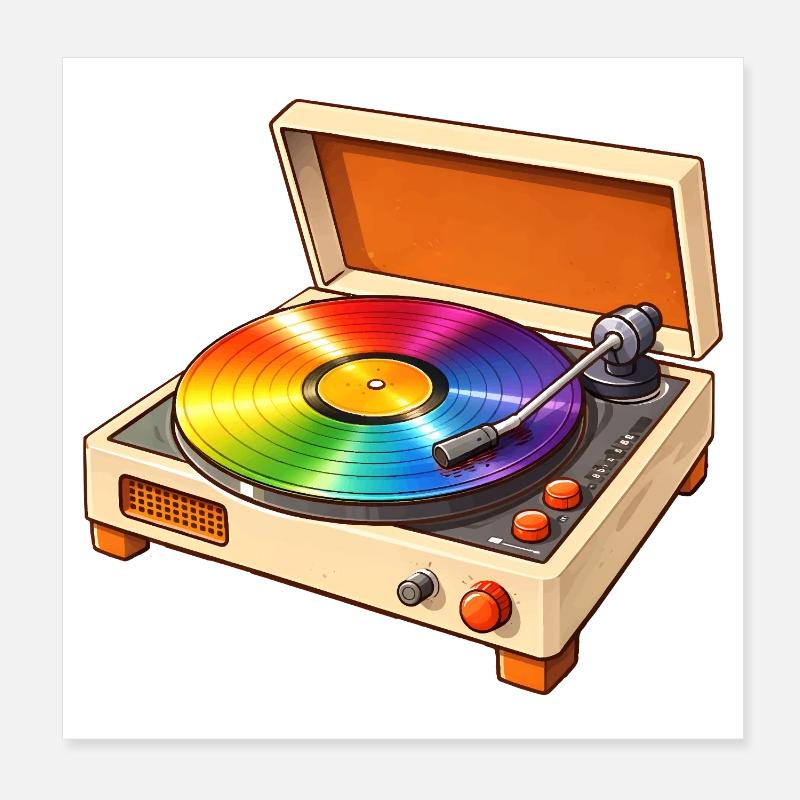 Retro turntable with rainbow record Poster 8" x 8" (20x20 cm)