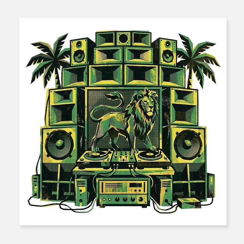 Reggae Lion Dub Soundsystem Poster 20x20 cm