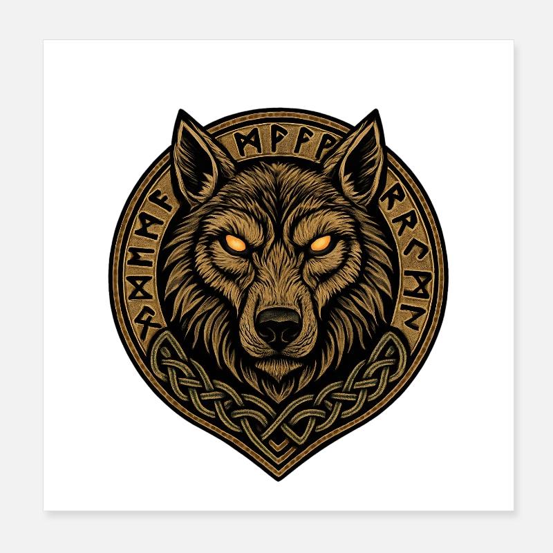 Wolf Medallion Runic Crest Poster 8" x 8" (20x20 cm)