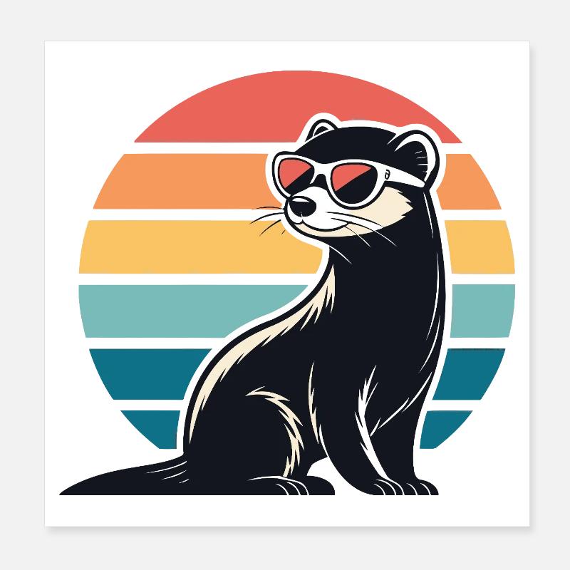 Furet rétro au soleil Poster 20 x 20 cm
