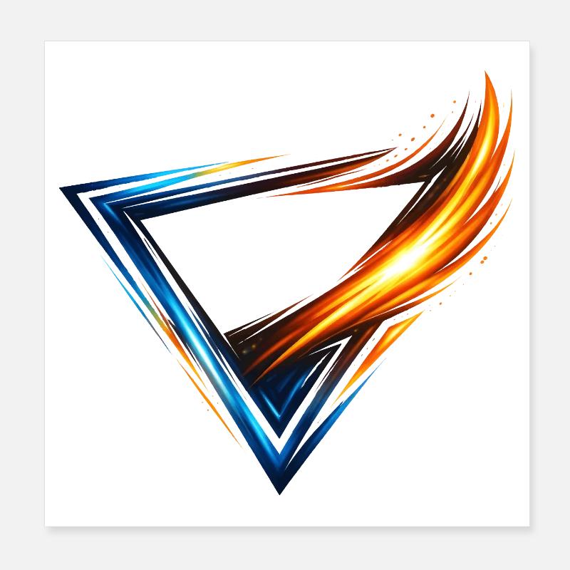 Triangle de design de justaucorps Bleu Orange Style Dynamique Poster 20 x 20 cm