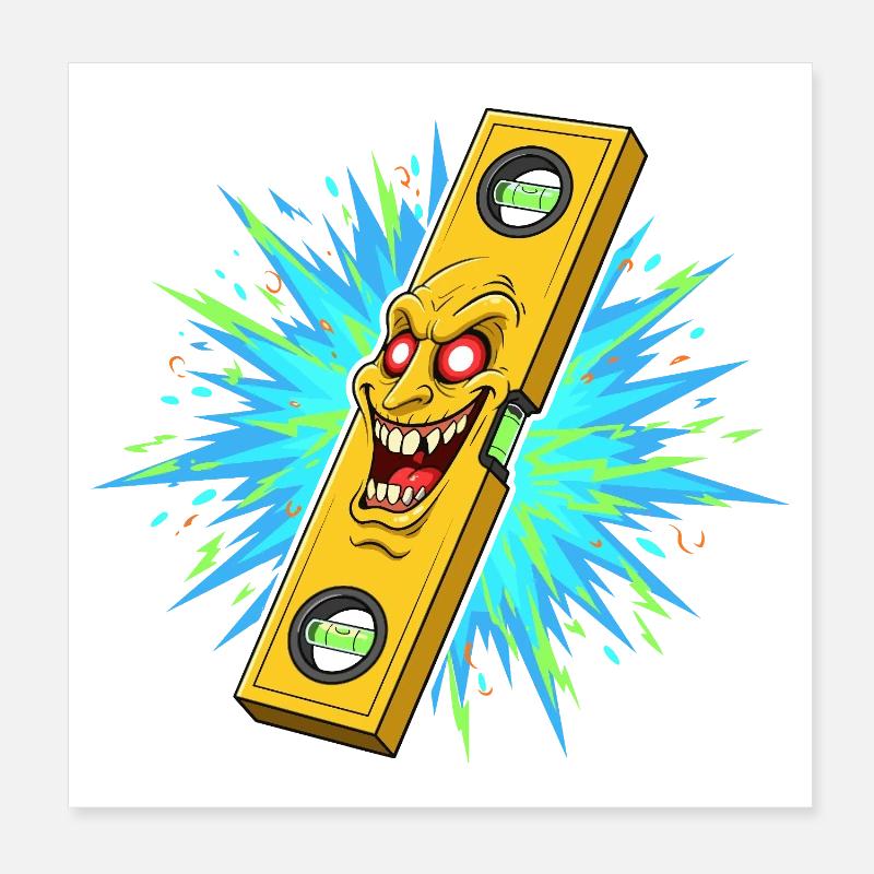 Wütendes Levelwerkzeug mit Explosion Poster 20x20 cm