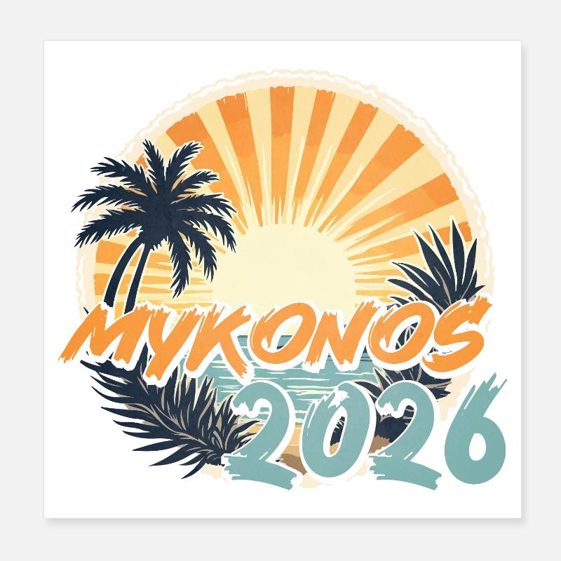 Mykonos 2026 - Poster 20x20 cm - Weiß