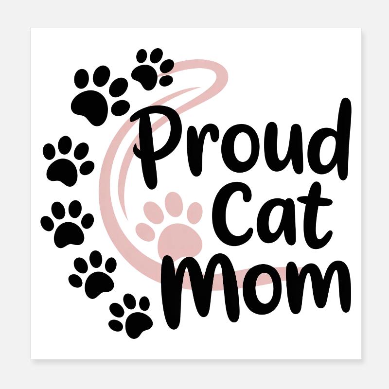 Cat Mom Pink Paws Logo Poster 20 x 20 cm