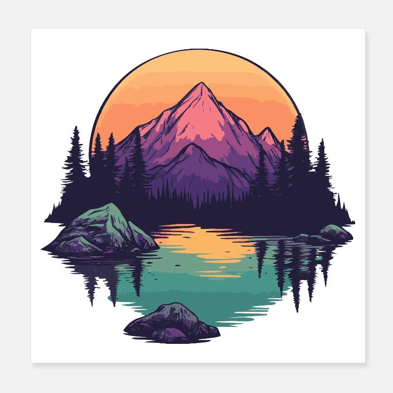 Mountains Nature Poster 8" x 8" (20x20 cm)