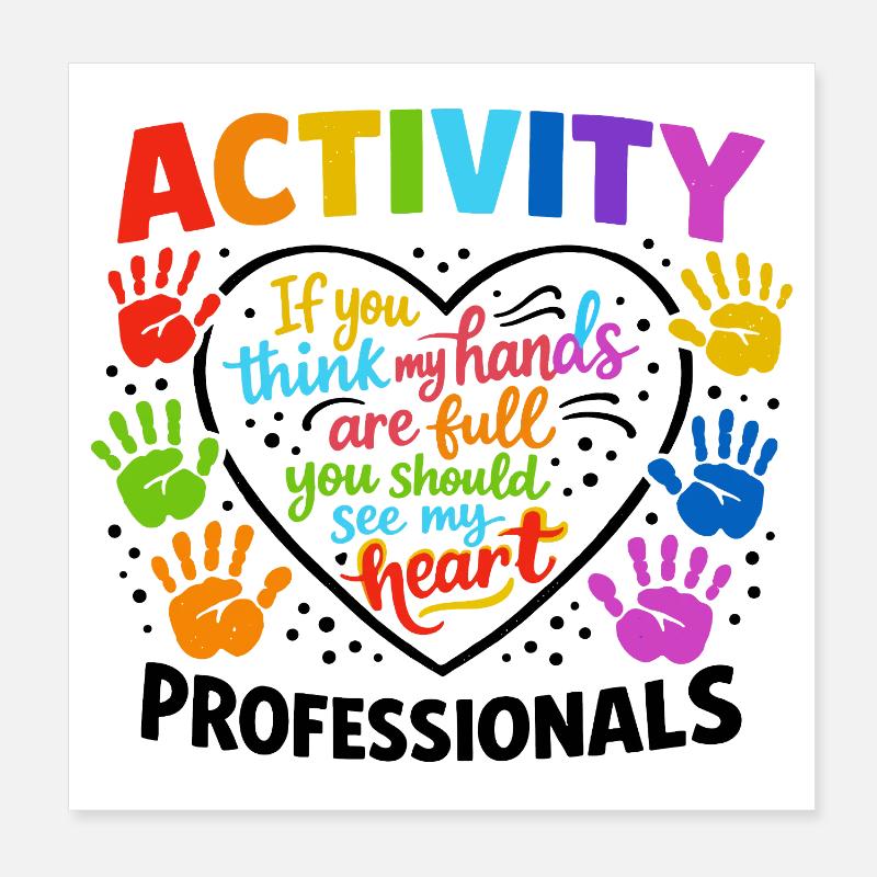 Activity Professionals Herz Bunte Handabdrücke Des Poster 20x20 cm