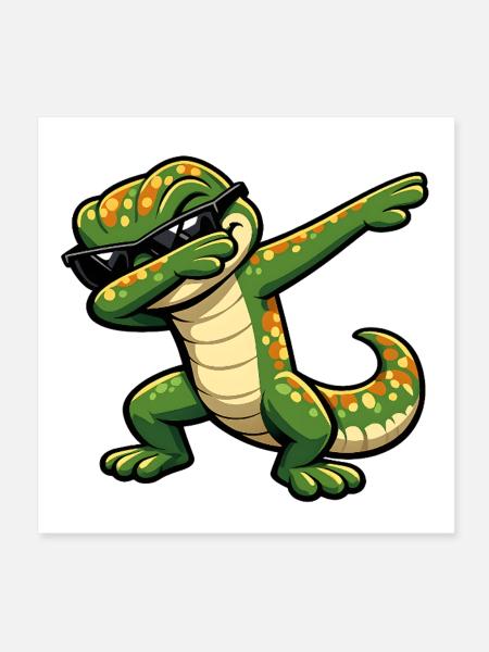Dabbing Gecko - Poster 8" x 8" (20x20 cm) - white - Front