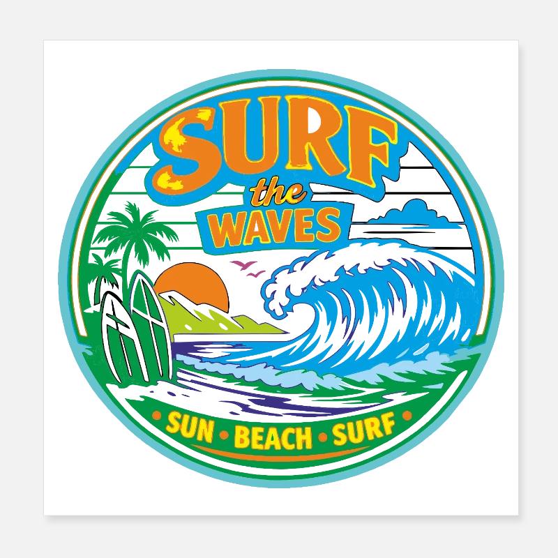 Soleil-Plage-Surf Poster 20 x 20 cm