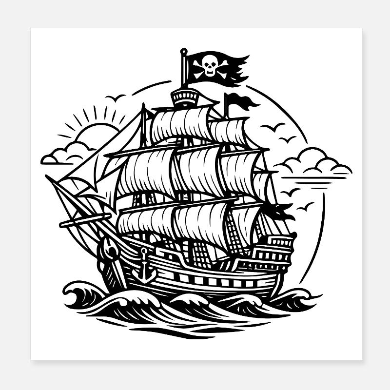 Piratenschiff Poster 20x20 cm